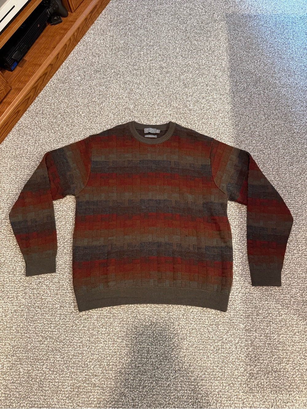 Vintage Talbots Multicolor Geometric Pattern Wool Sweater